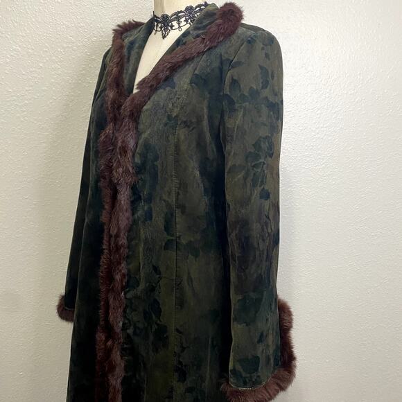 Vintage Madeline Velvet and Genuine Fur Trim Floor Length Coat Grunge Goth - Picture 12 of 16